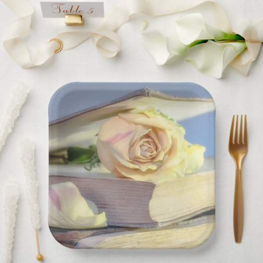 ホワイトローズ ペーパープレート (ウェディング)