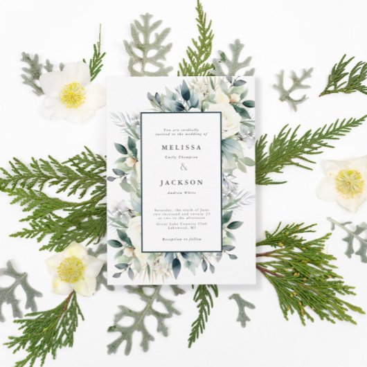 ホワイトローズ ボホウェディング 招待状