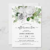 ホワイトローズ&ユーカリプトゥスグリーンリーアフタヌーンティー 招待状 (正面)