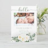 ホワイトローズ |ユーカリ・ガール4フォトコラージュ誕生 案内状 (スタンド正面)