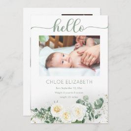 ホワイトローズ |ユーカリ・ガール4フォトコラージュ誕生 案内状