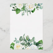 ホワイトローズ |ユーカリ・グリーンリーブライダルシャワー 箔招待状 (裏面)