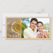 ホワイトローズ、リングや輪と真珠の結婚式の日付を保存 セーブザデート (正面)