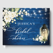 ホワイトローズ ロイヤルブルー ウッドランタン ブライダルシャワー ゲストブック (正面)