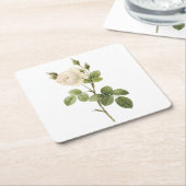 ホワイトローズ(ロザカンパニュラタアルバ)バイレッドヴェー スクエアペーパーコースター (アングル)