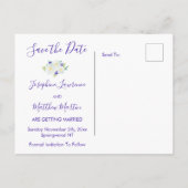 ホワイトローズ&ヴィオレット日付を保存 案内ポストカード (裏面)