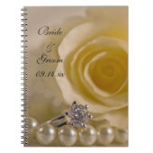 ホワイトローズ、婚約リングや輪と結婚真珠 ノートブック (正面)