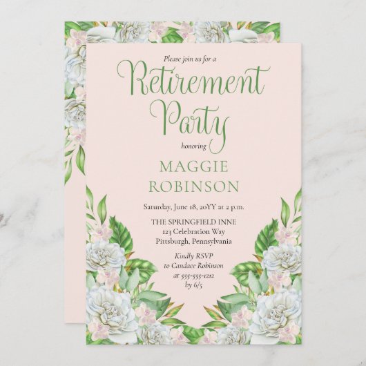 ホワイトローズ |蘭ボホフローラ退職パーティー 招待状 (正面/裏面)