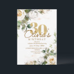 ホワイトローズ&金ゴールドダスティーフローラ30th Birthday 招待状<br><div class="desc">誕生日エレガント招待状白いバラと金ゴールドダストエレガントとクラシック招待状。デザインは手書きのフォントとミニマルモダンリストデザインを備えている。詳細を変更すクリックるには、「パーソナライズ」。</div>