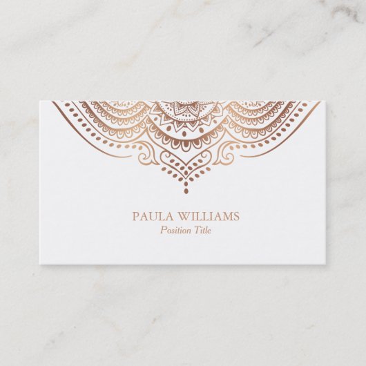 ホワイトローズ – 金ゴールドレースマンダラ 名刺 (正面)