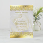 ホワイトローズ(金ゴールドレース付結婚き) 招待状 (スタンド正面)