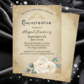 ホワイトローズ&金ゴールドヴィンテージキンセアニェラ 招待状