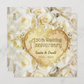 ホワイトローズ 50周年結婚記念日 招待状 (正面/裏面)