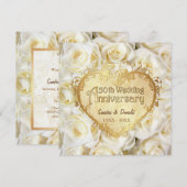 ホワイトローズ 50周年 結婚記念日 招待状 (正面/裏面)