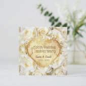 ホワイトローズ 50周年 結婚記念日 招待状 (スタンド正面)