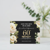 ホワイトローズ 60歳 誕生日 セーブザデート ポストカード (スタンド正面)