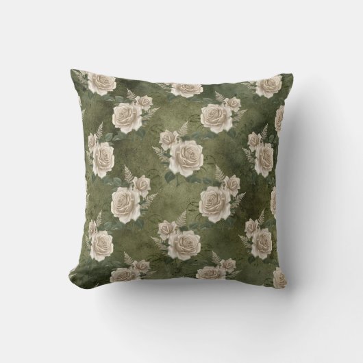 ホワイトローゼオングリーン クッション (正面)