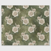 ホワイトローゼオングリーン ラッピングペーパー (フラット)