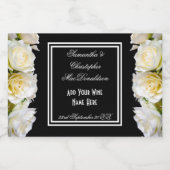 ホワイトローゼオンブラックフローラ結婚ブーケ スパークリングワインラベル (シングルラベル)