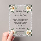 ホワイトローゼススノーフレーククリスマス結婚ズ アクリル招待状 (インサイチュ (ポータブル))