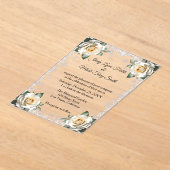 ホワイトローゼススノーフレーククリスマス結婚ズ アクリル招待状 (レイダウン)