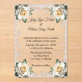 ホワイトローゼススノーフレーククリスマス結婚ズ アクリル招待状 (正面)