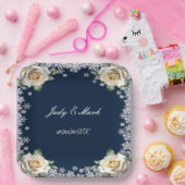 ホワイトローゼススノーフレーククリスマス結婚ズ ペーパープレート (パーティー)