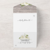 ホワイトローゼストリングライトウッド素朴ウェディングRSVP オールインワン招待状 (外側)