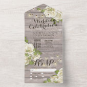 ホワイトローゼストリングライトウッド素朴ウェディングRSVP オールインワン招待状 (内側)