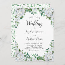 ホワイトローゼスフローラグリーンリー結婚式招待状