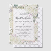 ホワイトローゼスフローラヌエストラボダスペインの結婚ズ ベラム紙招待状 (オフセット (招待状))