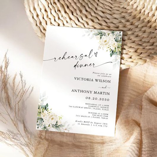 ホワイトローゼスフローラリハーサルディナー招待状 招待状