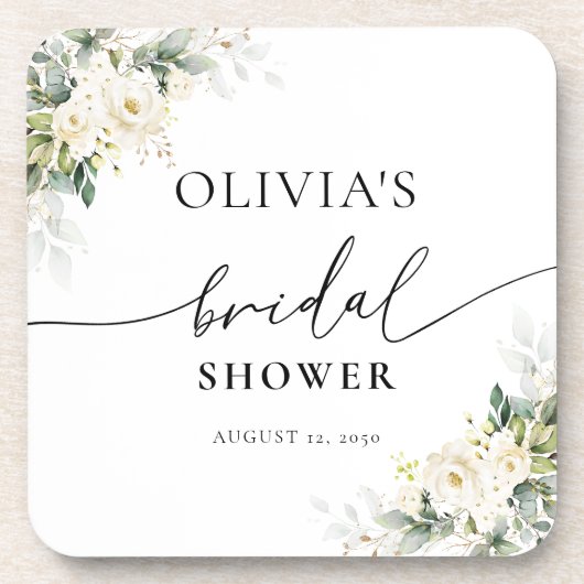 ホワイトローゼスフローラ飲料用コースター コースター (正面)