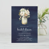 ホワイトローゼスメイスンジャールフォトネイビーブライダルシャワー 招待状 (スタンド正面)