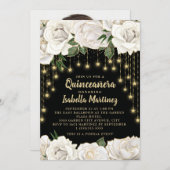 ホワイトローゼス金ゴールドストリングライトスターキンセアニラ 招待状 (正面/裏面)