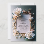 ホワイトローゼズウィズゴールデンオーナメント 招待状 (正面)