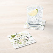 ホワイトローゼズグリーンリーサンキュー スクエアペーパーコースター (インサイチュ)