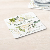 ホワイトローゼズグリーンリーサンキュー スクエアペーパーコースター (アングル)