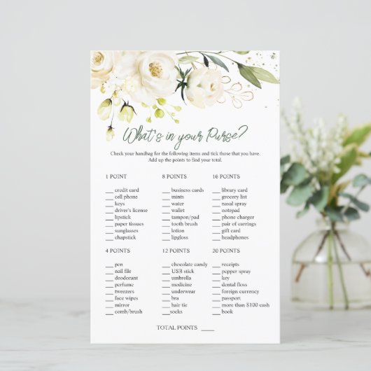 ホワイトローゼズグリーンリーブライダルあなたの財布の中に何がある (スタンド正面)