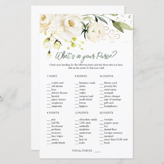 ホワイトローゼズグリーンリーブライダルあなたの財布の中に何がある (正面/裏面)