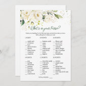 ホワイトローゼズグリーンリーブライダルあなたの財布の中に何がある 招待状 (正面/裏面)