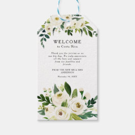 ホワイトローゼズグリーン結婚リーズウェルカムバッグラベル ギフトタグ