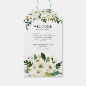 ホワイトローゼズグリーン結婚リーズウェルカムバッグラベル ギフトタグ (裏面)