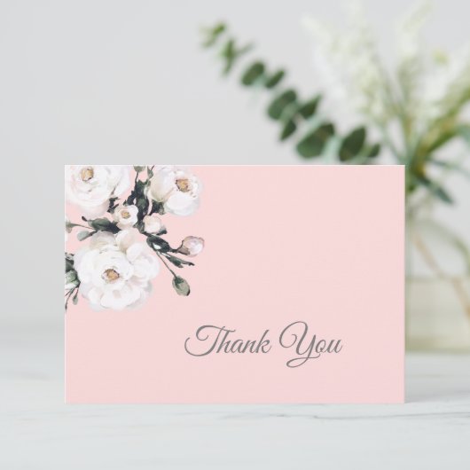 ホワイトローゼズコーナーブーケ | ピンク サンキューカード (スタンド正面)