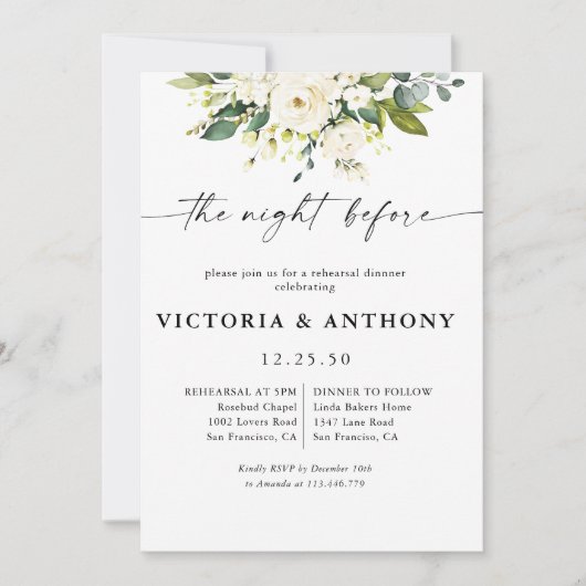 ホワイトローゼズフローラザナイトウィーク招待状 招待状 (正面)