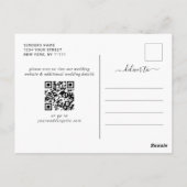 ホワイトローゼブルーウッドウェディング日付を保存 ポストカード (裏面)