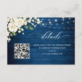 ホワイトローゼブルーウッドランタン結婚のQRコード エンクロージャーカード (正面)