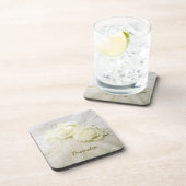 ホワイトローゼブーケヴィンテージレースヴェールパーソナライズ コースター (右側)