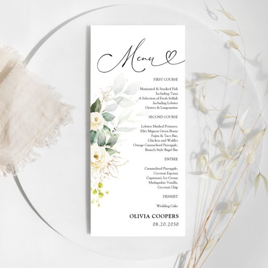 ホワイトローゼベビーシャワーメニュー メニュー