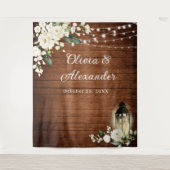 ホワイトローゼランタン素朴ウッド結婚の背景 タペストリー (正面)